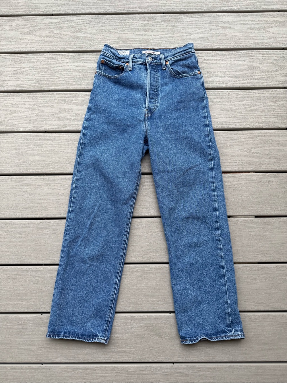 Levi’s Ribcage Straight High Rise Jeans Women’s 27 Medium Wash Button Fly